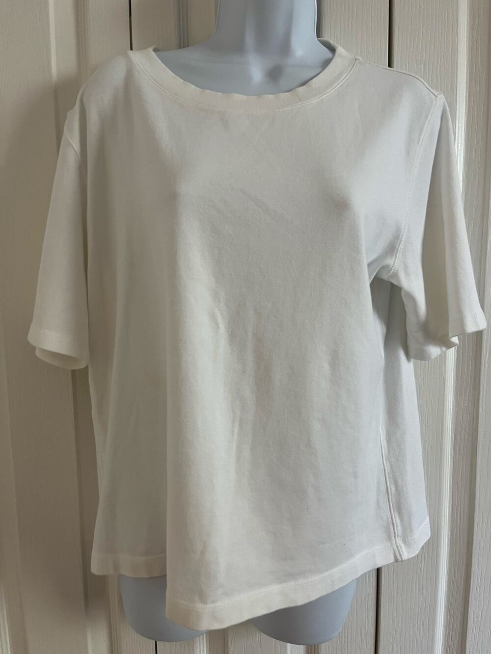 Chico's Easy Fit White Cotton Stretch Short Sleeve Tee Size 3 XL